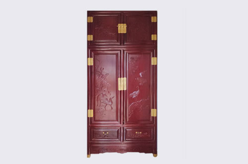 周矶管理区高端中式家居装修深红色纯实木衣柜